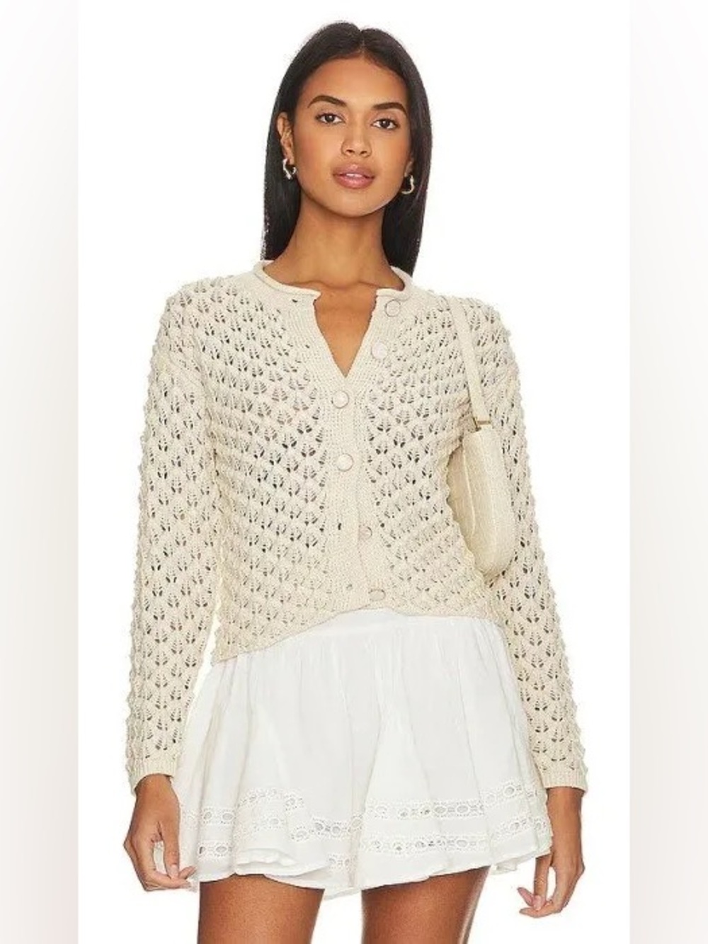 Heartloom Cream Open-Knit Cardigan size M